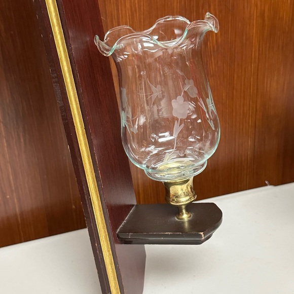 Vintage Glass candleholder cup Butterfly and Blossoms engraved - Picture 10 of 11